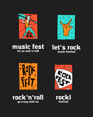 Rock music festival logo set