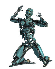 cyborg robot in a mission