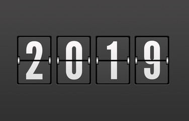 Year 2019 on the Split-Flap Display	