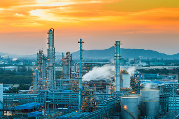 Twilight scene of Petroleum refinery plant