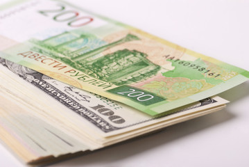 Dollar, ruble banknotes