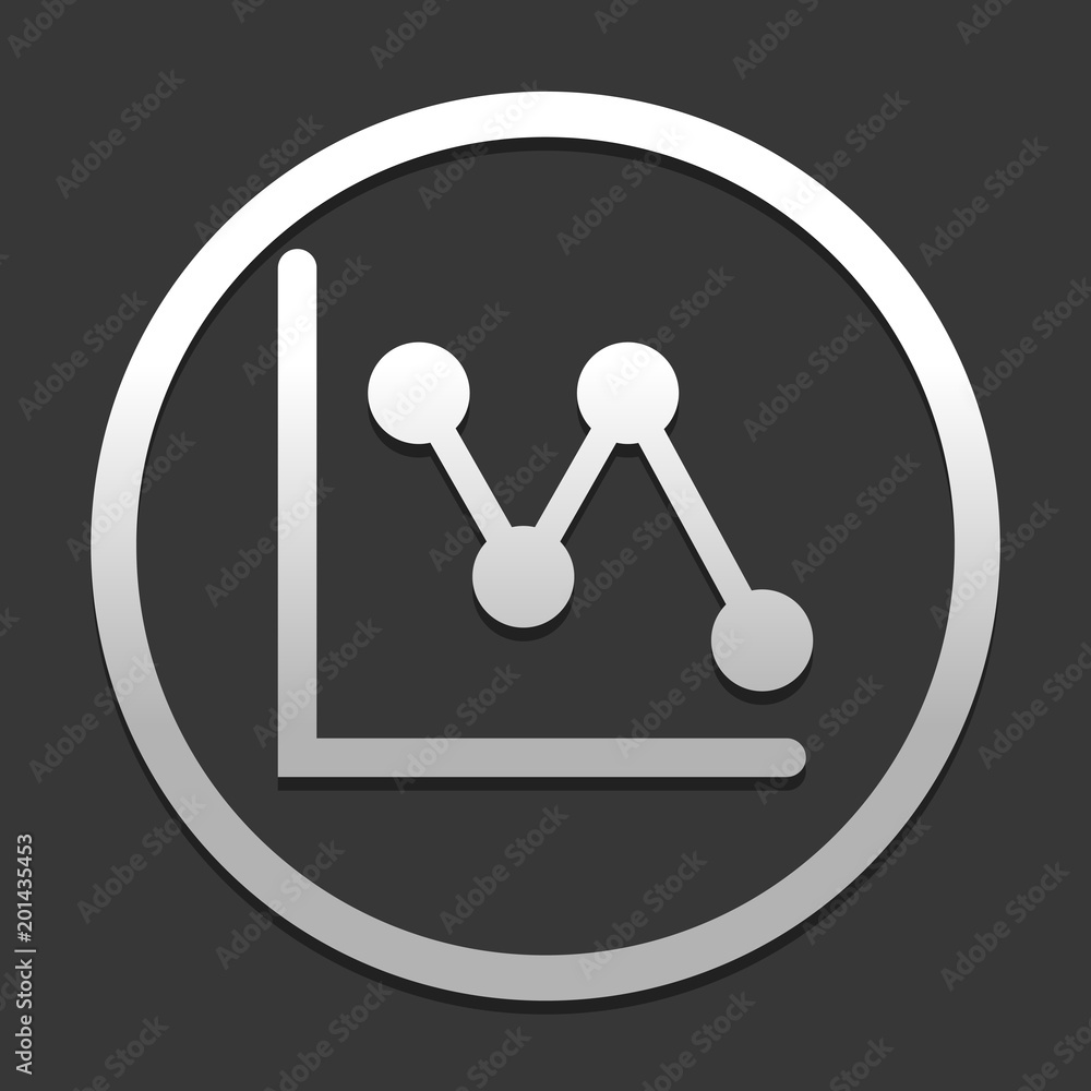 Poster declining graph line icon. icon in circle on dark background with simple shadow