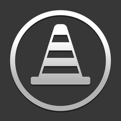 Cone Icon. icon in circle on dark background with simple shadow