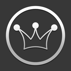 Crown icon. icon in circle on dark background with simple shadow