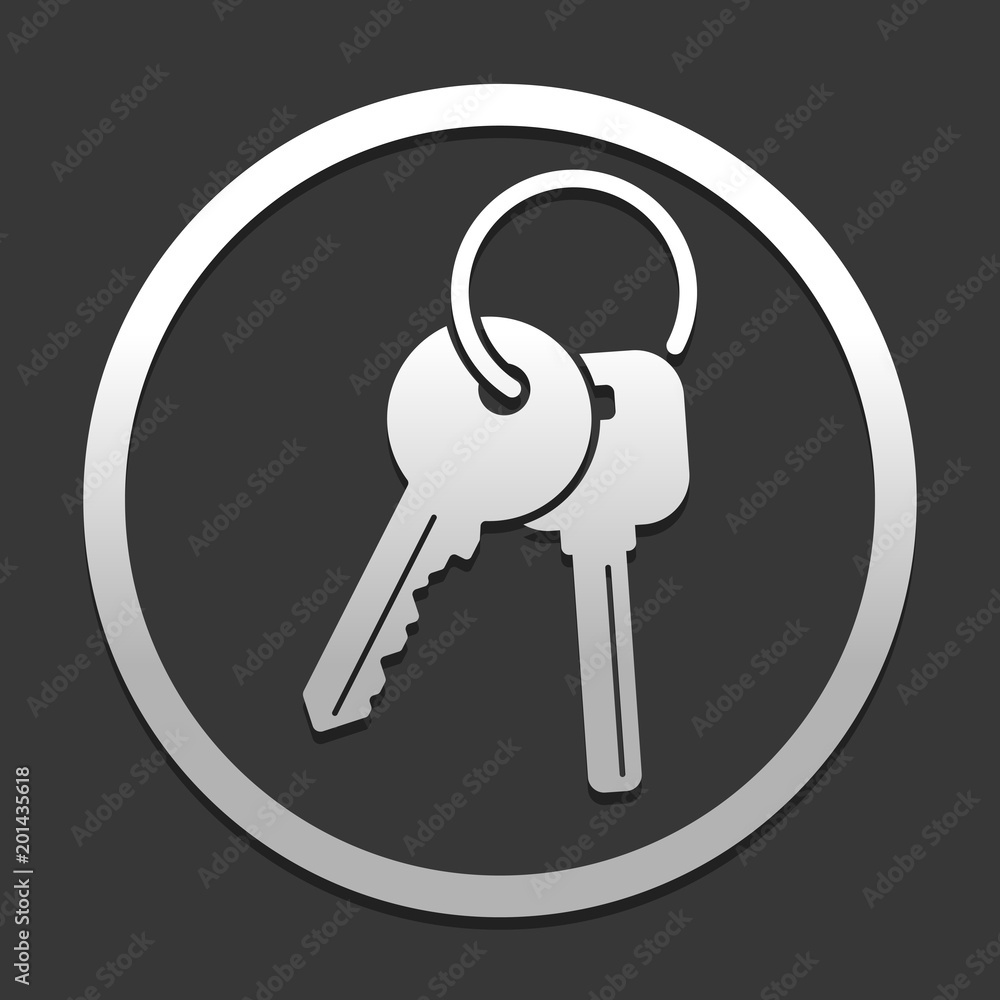 Poster keys on the ring icon. icon in circle on dark background with simple shadow