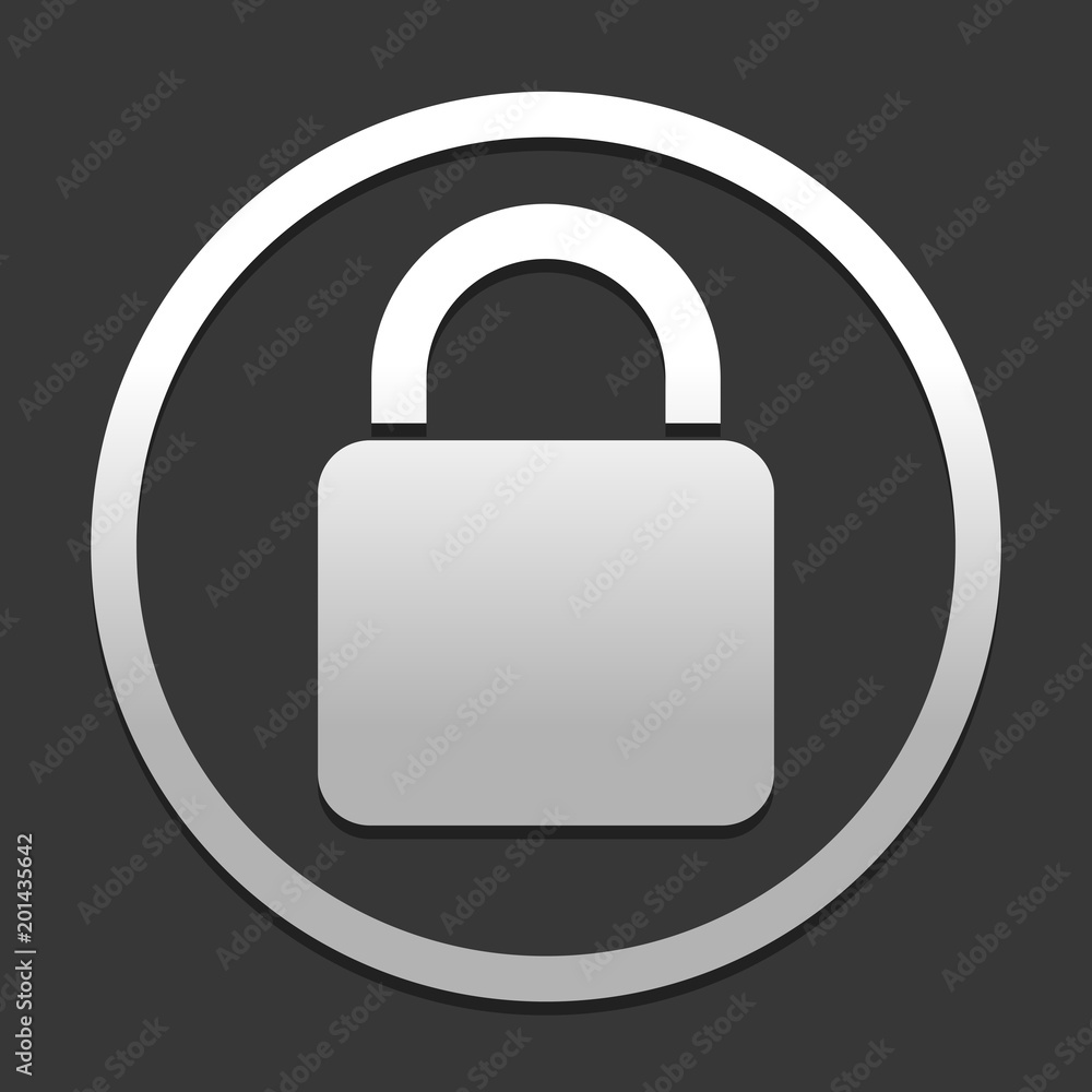 Poster lock icon. icon in circle on dark background with simple shadow