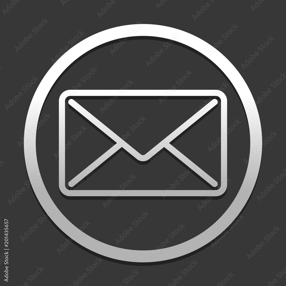 Poster mail close icon. icon in circle on dark background with simple shadow
