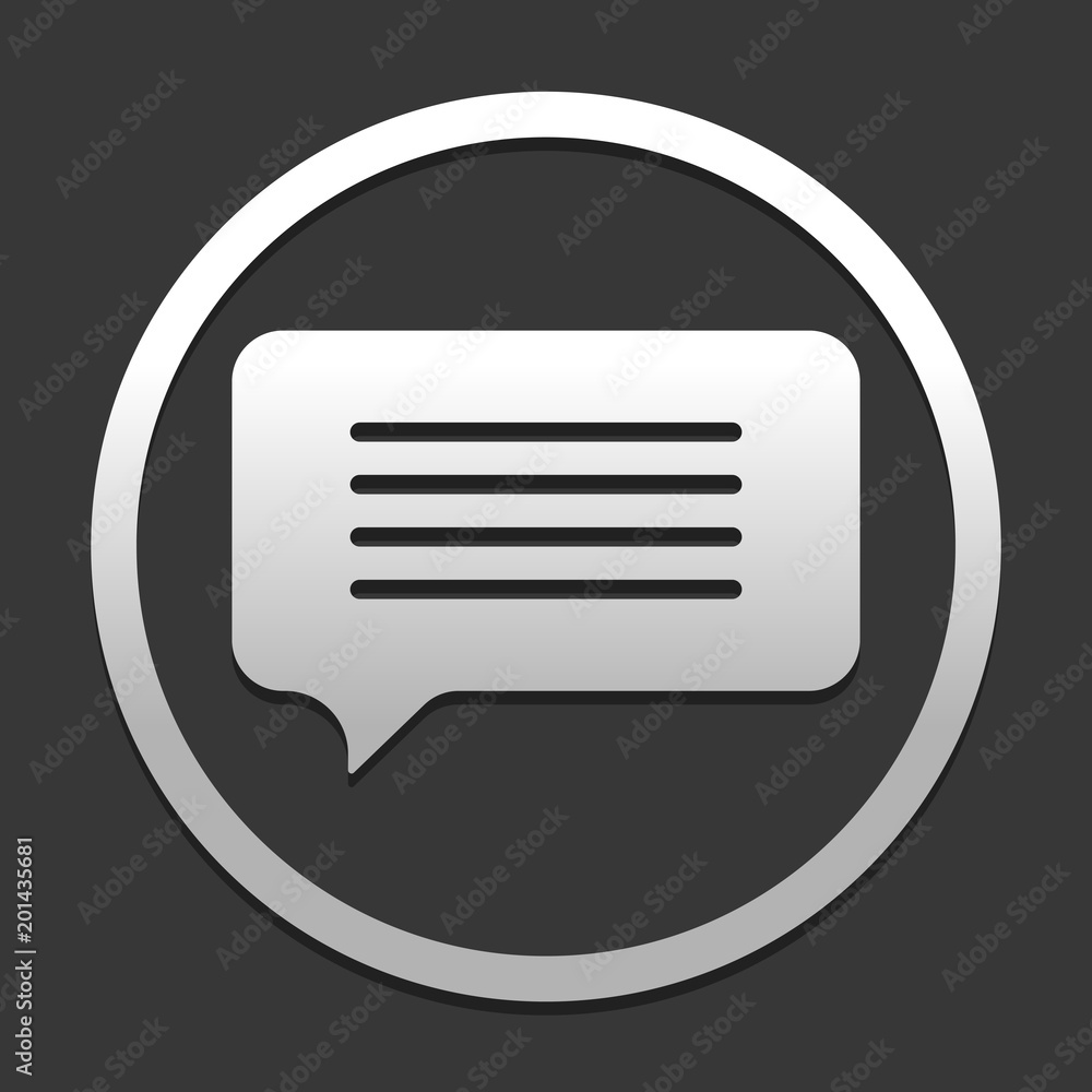 Poster message cloud icon. icon in circle on dark background with simple shadow