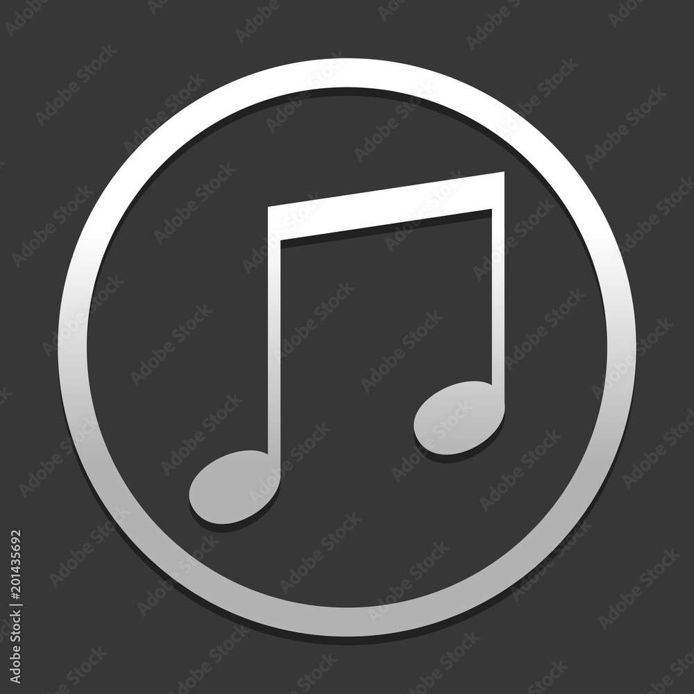 Poster music note icon. icon in circle on dark background with simple shadow