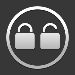Lock and unlock Icon. icon in circle on dark background with simple shadow