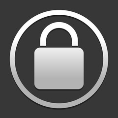 lock icon. icon in circle on dark background with simple shadow