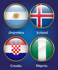 4 Countries Flags Group D for Soccer Championship