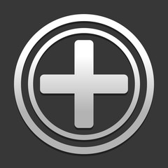 Medical cross icon. icon in circle on dark background with simple shadow