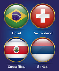 4 Countries Flags Group E for Soccer Championship