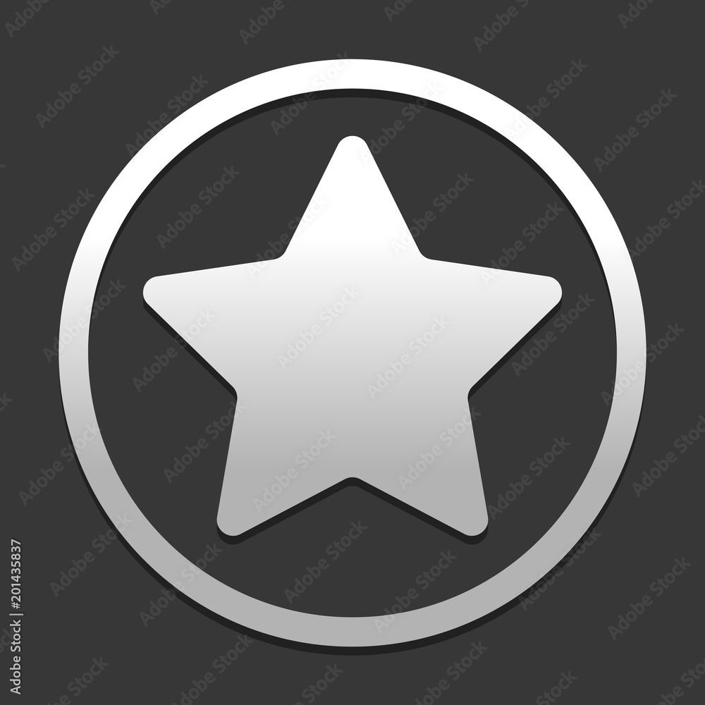 Poster star icon. icon in circle on dark background with simple shadow