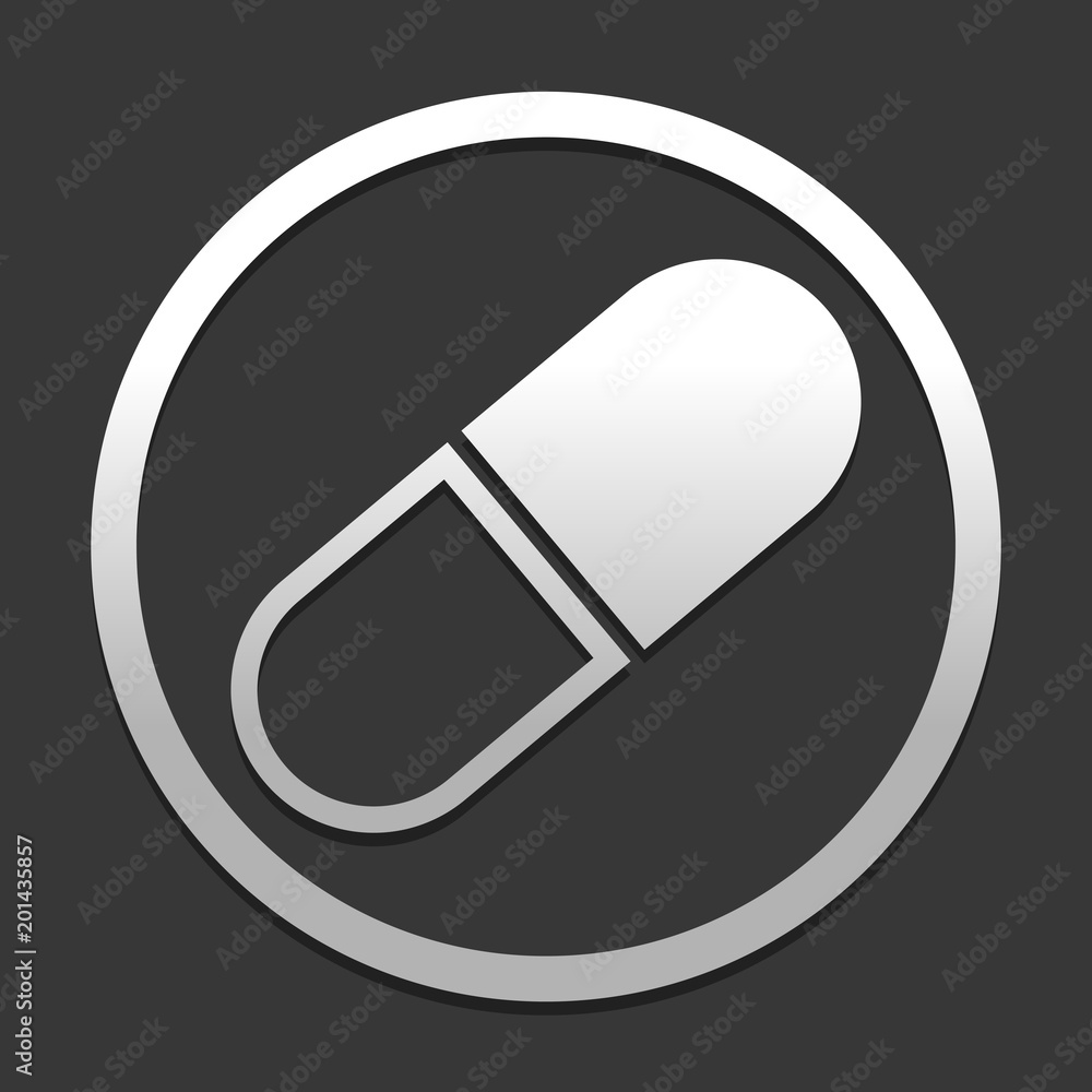 Poster tablet icon. icon in circle on dark background with simple shadow