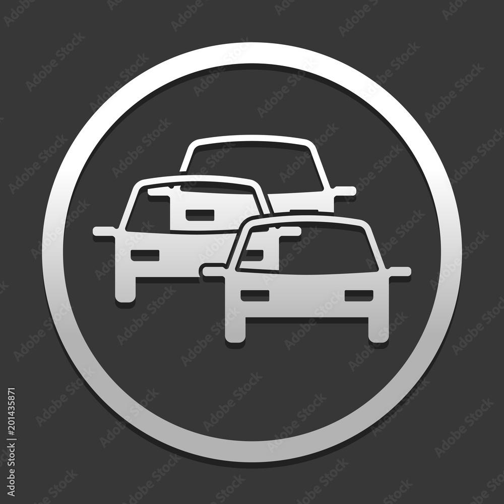 Poster traffic jam icon. icon in circle on dark background with simple shadow