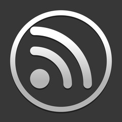 RSS icon. icon in circle on dark background with simple shadow