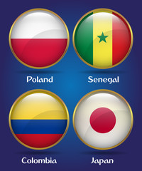 4 Countries Flags Group H for Soccer Championship