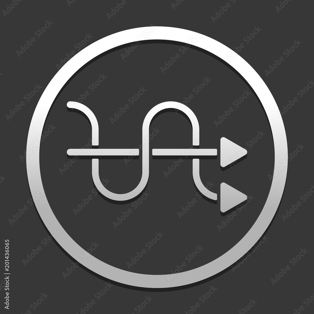 Poster crossed arrows. simple silhouette. icon in circle on dark background with simple shadow