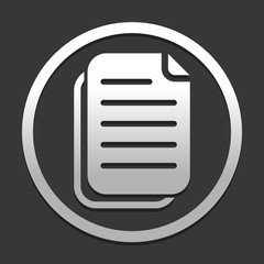 document simple icon. icon in circle on dark background with simple shadow