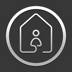 house with people icon. line style. icon in circle on dark background with simple shadow