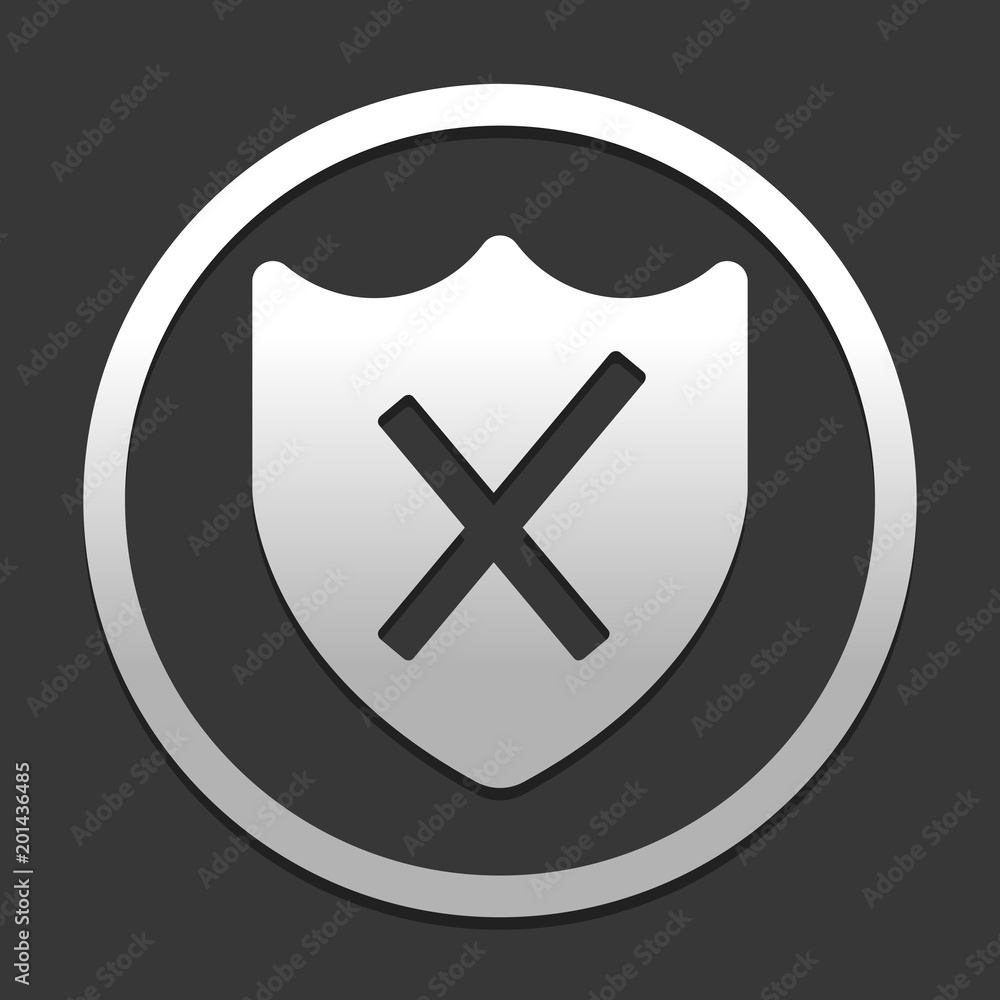 Poster protection broken. simple icon. icon in circle on dark background with simple shadow