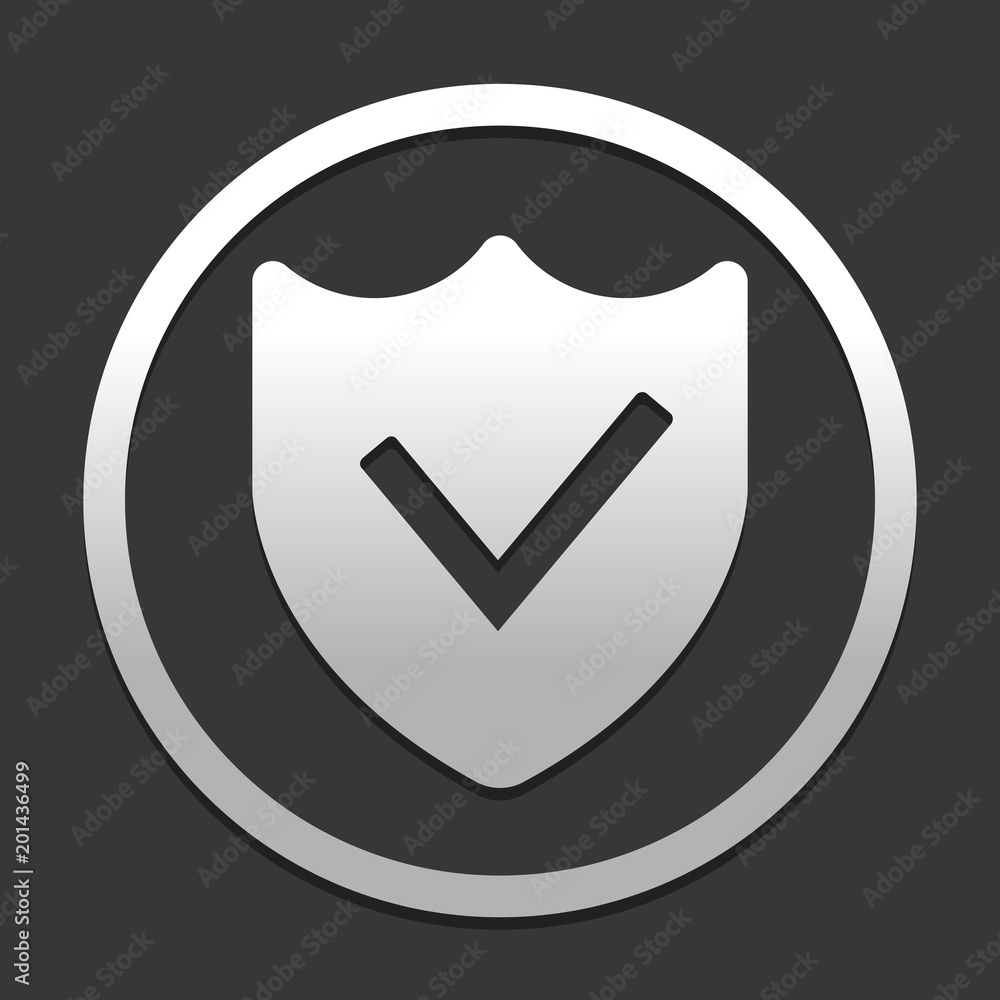 Poster protection success. simple icon. icon in circle on dark background with simple shadow