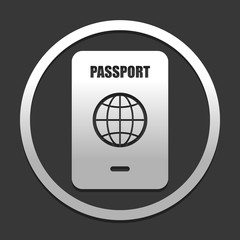 passport, simple icon. icon in circle on dark background with simple shadow
