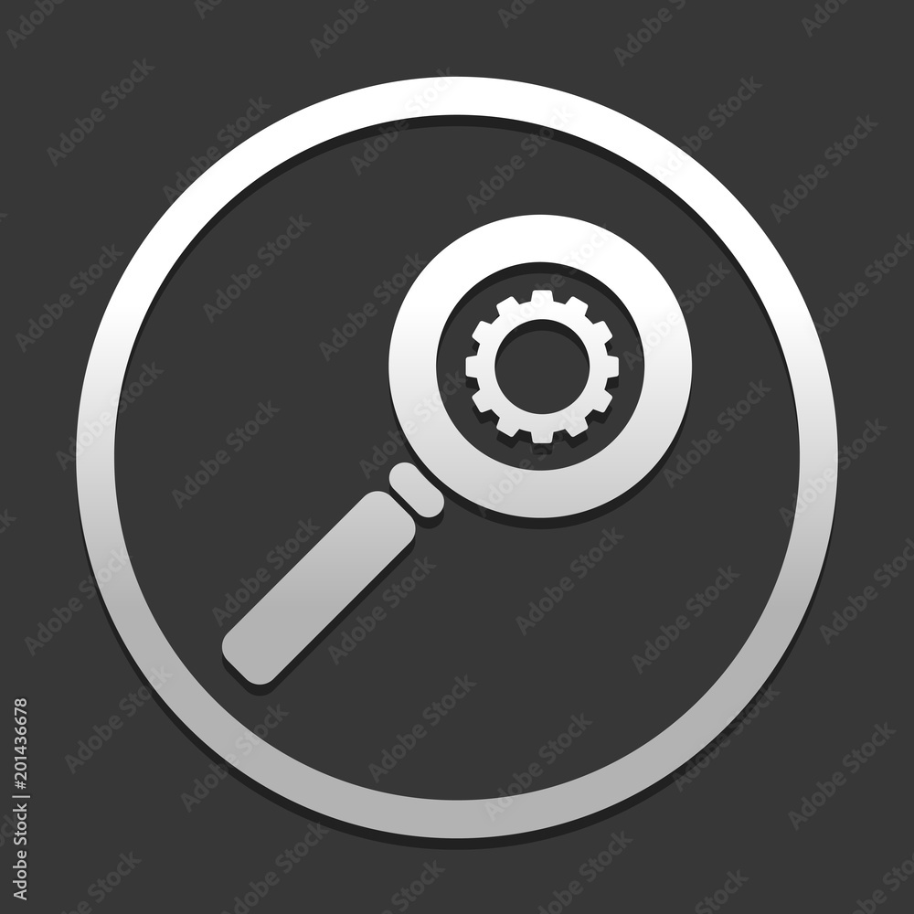Poster zoon with gear. icon in circle on dark background with simple shadow