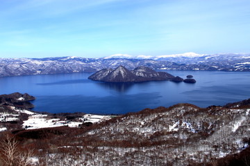 Landscape taken from Hokkaido, lake Toya, and its surroundings from the top of the mountain