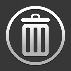 trash bin. simple icon. icon in circle on dark background with simple shadow