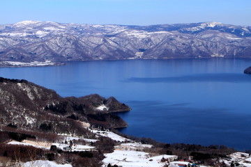 Landscape taken from Hokkaido, lake Toya, and its surroundings from the top of the mountain