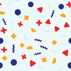 Behang Memphis abstracte naadloze patroon. Eenvoudige geometriereeks. © lkeskinen