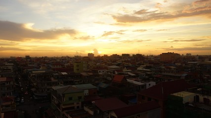 Beautiful sunset of Phnom Penh, Cambodia