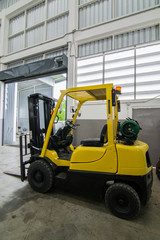 Forklift in warehouse