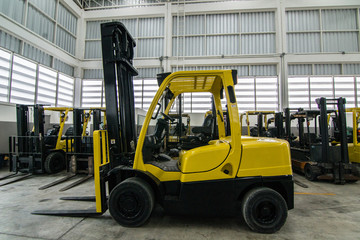 Forklift in warehouse