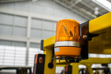 Emergency warning light, attached to a forklift truck.