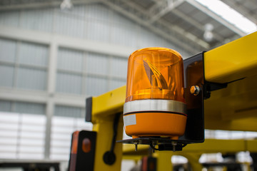 Emergency warning light, attached to a forklift truck.