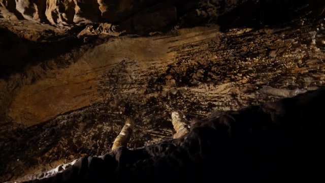 Long thin stalactite formation in Cave Underground
