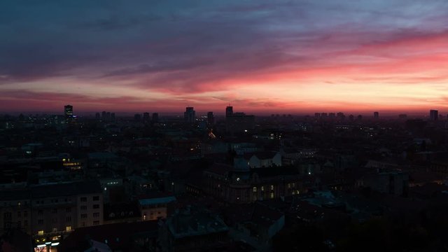 Timelapse of Zagreb at dusk