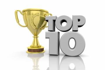 Top 10 Award Trophy Prize Best Winners Word 3d Illustration © iQoncept