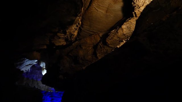 Video clip moving in Ruby Falls cave in Tennessee