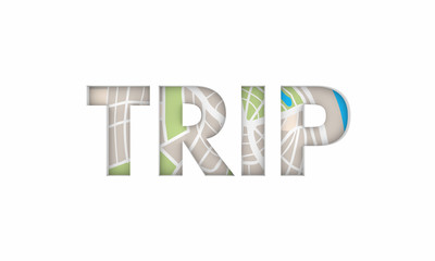 Trip Road Map Travel Tourism Word 3d Illustration