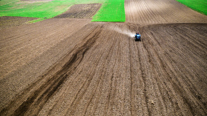 Tractor in Field on a Farm