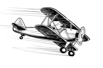 Flying retro biplane
