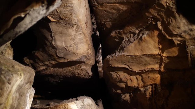 Rock surfaces in Ruby Falls cave in Tennessee