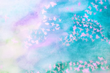 Watercolor background of turquoise paint