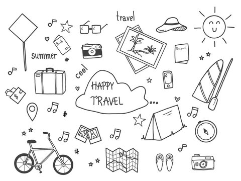 Travel doodle set.