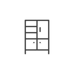 Wardrobe outline icon. linear style sign for mobile concept and web design. Cupboard simple line vector icon. Furniture symbol, logo illustration. Pixel perfect vector graphics